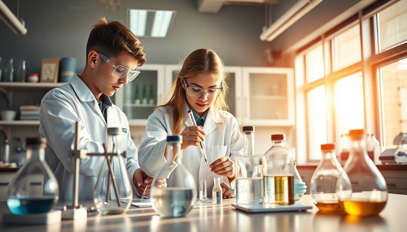 Students studying together in modern classroom