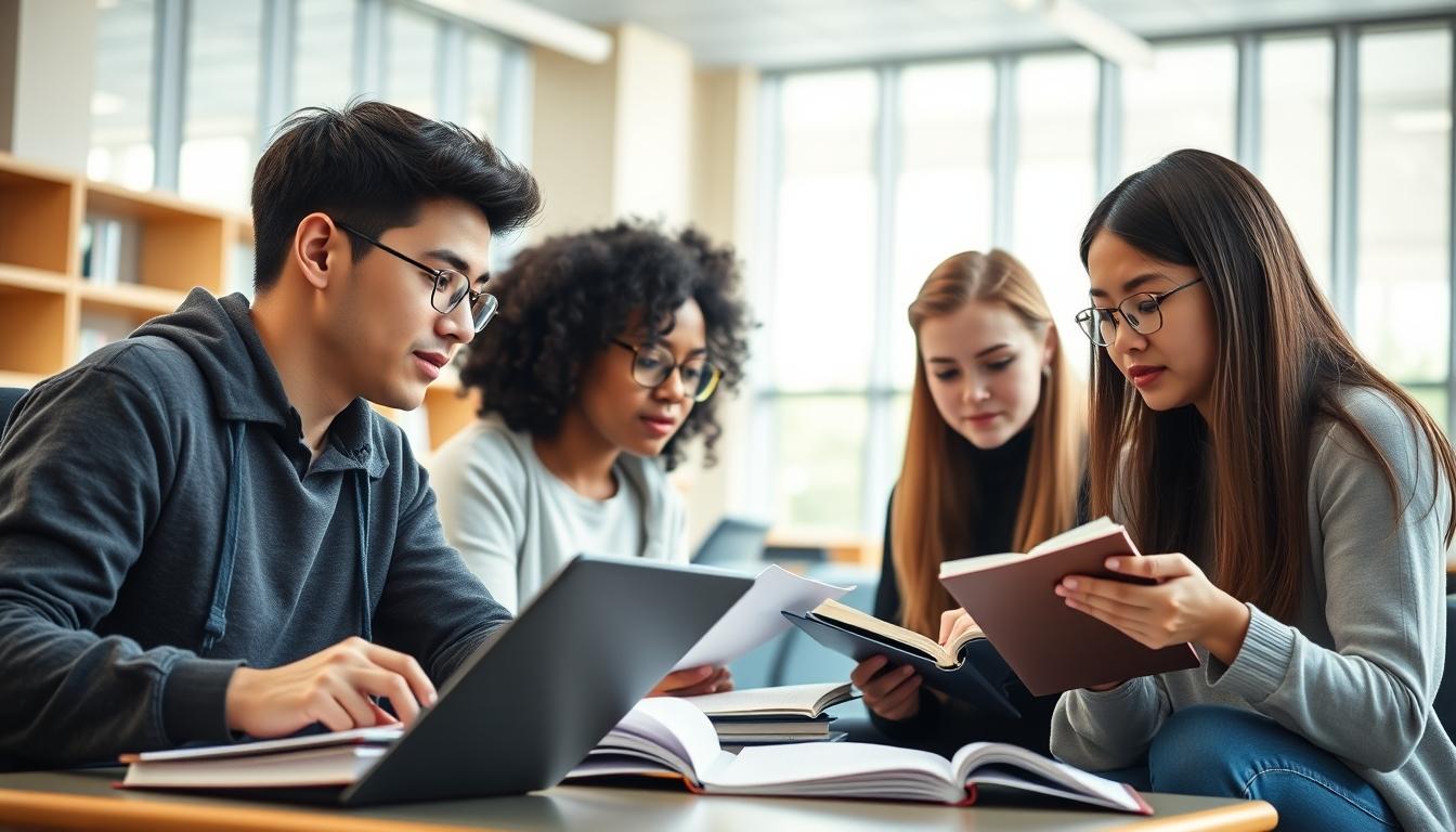 Student using a study guide to organize academic notes